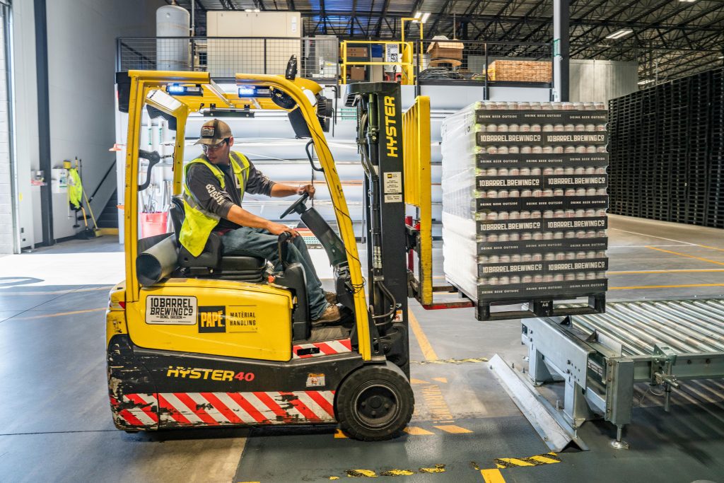 Person using forklift